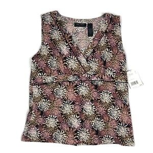 Access Womens Blouse Tan Pink Floral Large